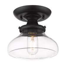 Golden 3419-SF BLK-CLR - Wry Lighting Nash 1-light Semi-Flush Mount in Matte Black